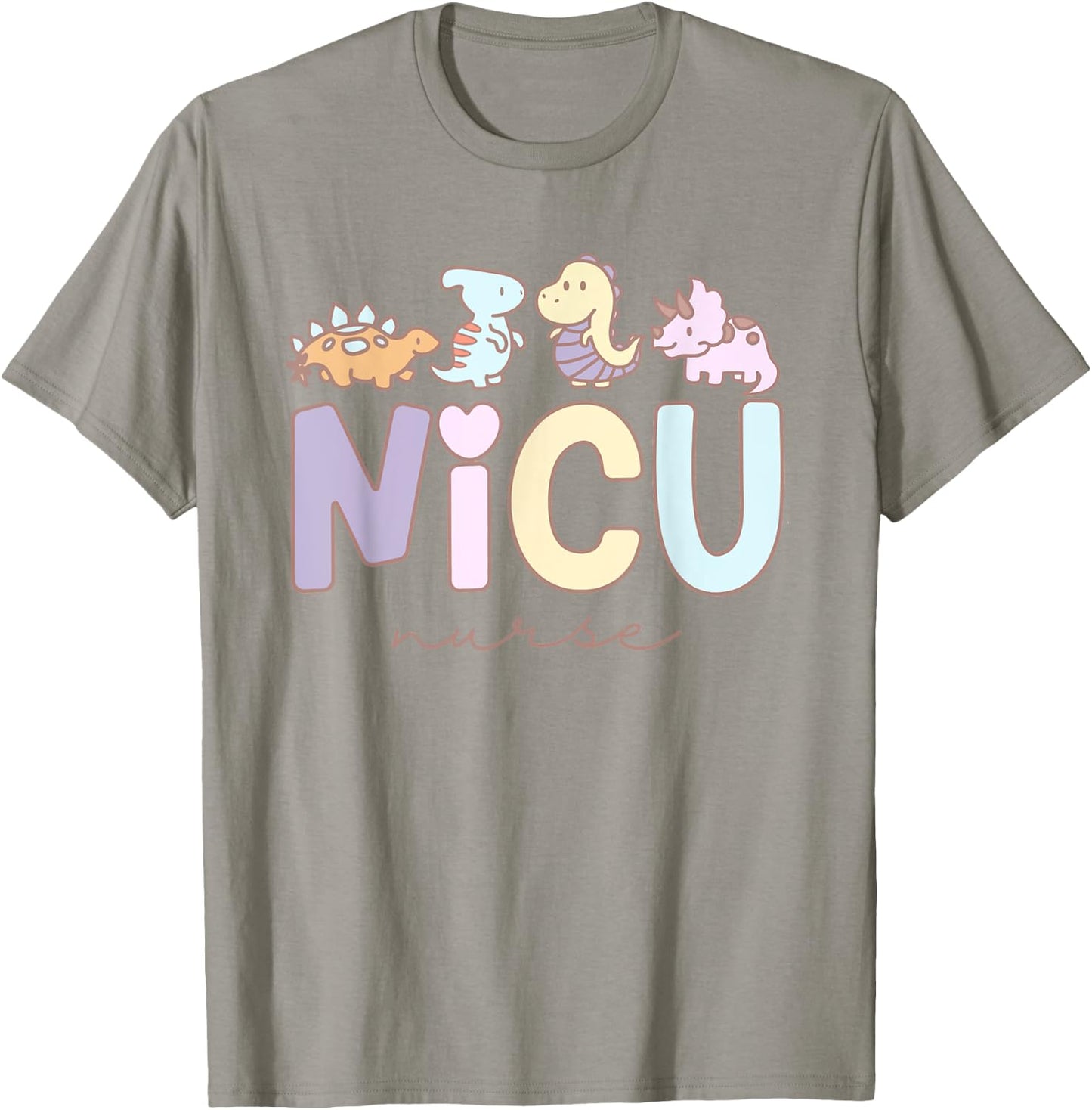 Retro NICU Nurse Dinosaur Neonatal Intensive Care Unit T-Shirt - T-Shirt | Sand