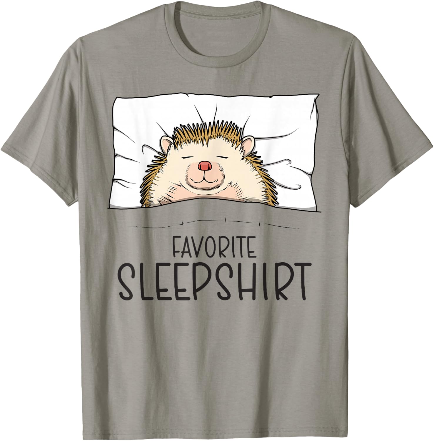 Favorite Sleepshirt, Napping Hedgehog Pajama T-Shirt - T-Shirt | Sand