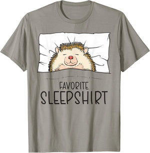 Favorite Sleepshirt, Napping Hedgehog Pajama T-Shirt - T-Shirt | Sand
