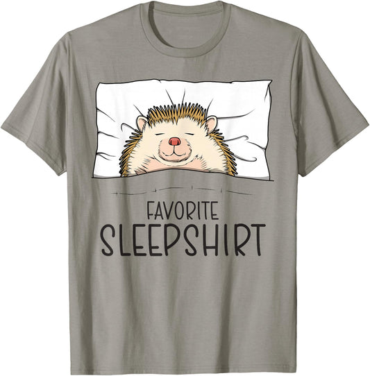 Favorite Sleepshirt, Napping Hedgehog Pajama T-Shirt - T-Shirt | Sand