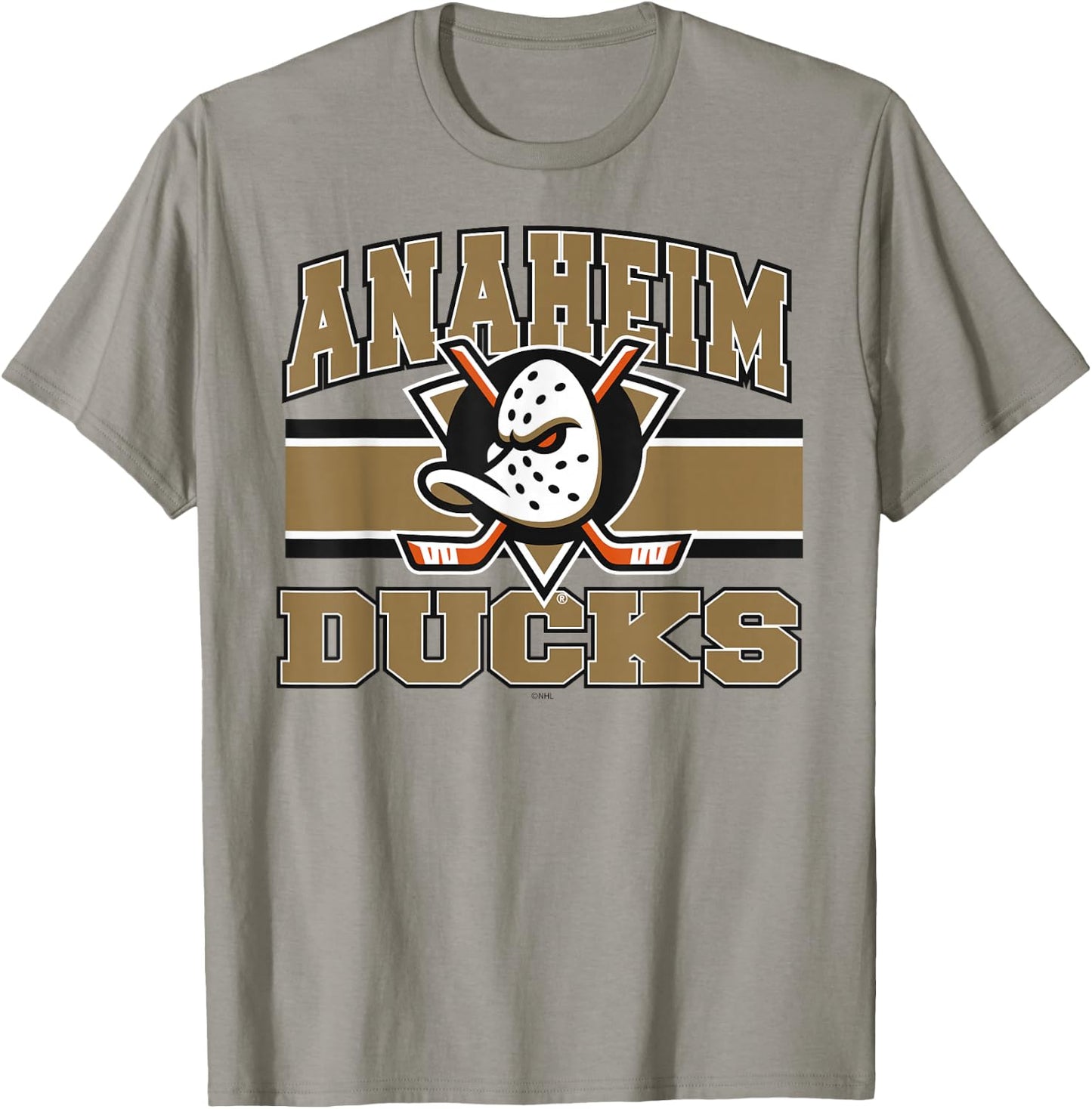 Anaheim Ducks Stripe Orange Officially Licensed T-Shirt - T-Shirt | Sand