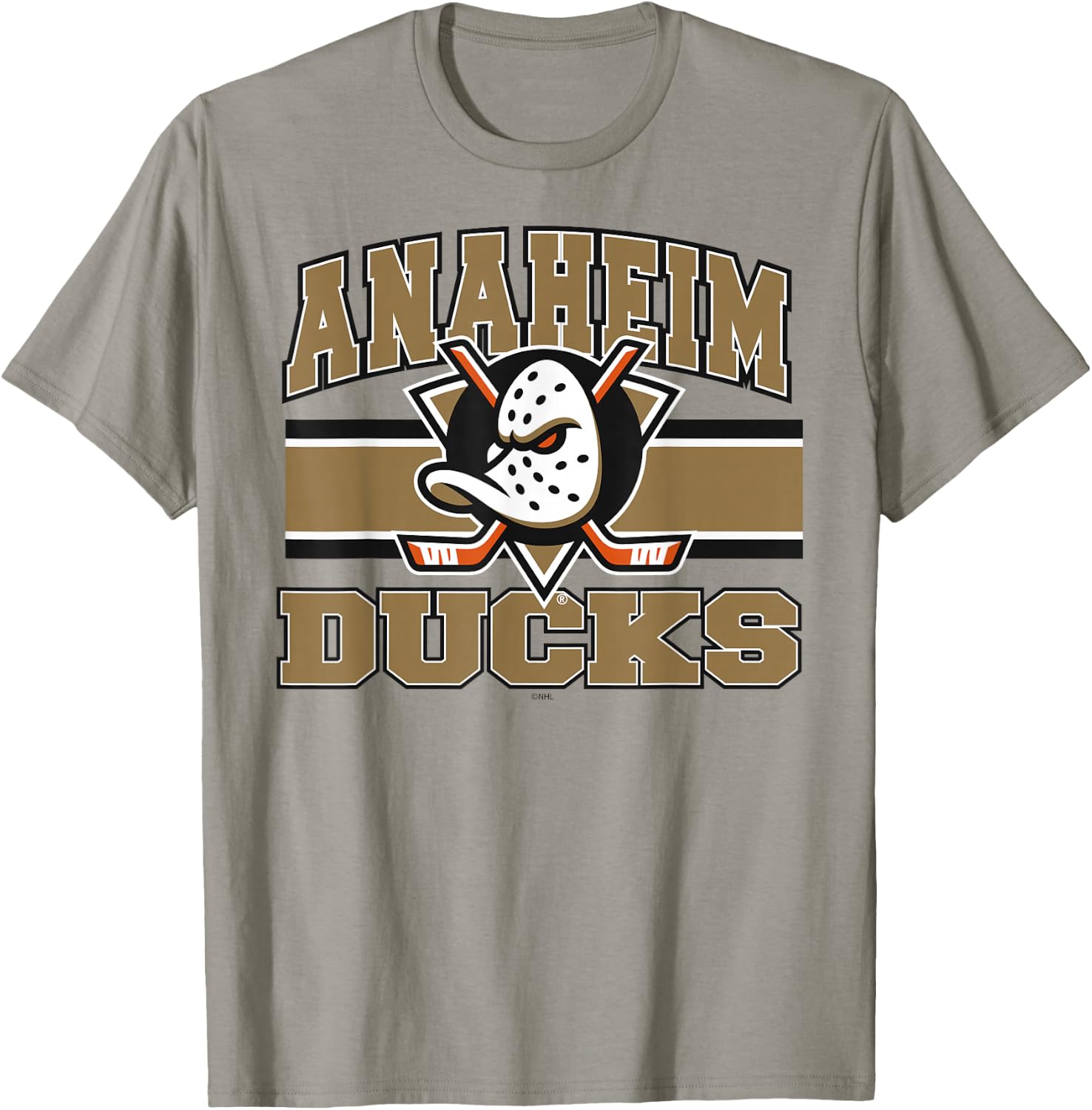 Anaheim Ducks Stripe Orange Officially Licensed T-Shirt - T-Shirt | Sand