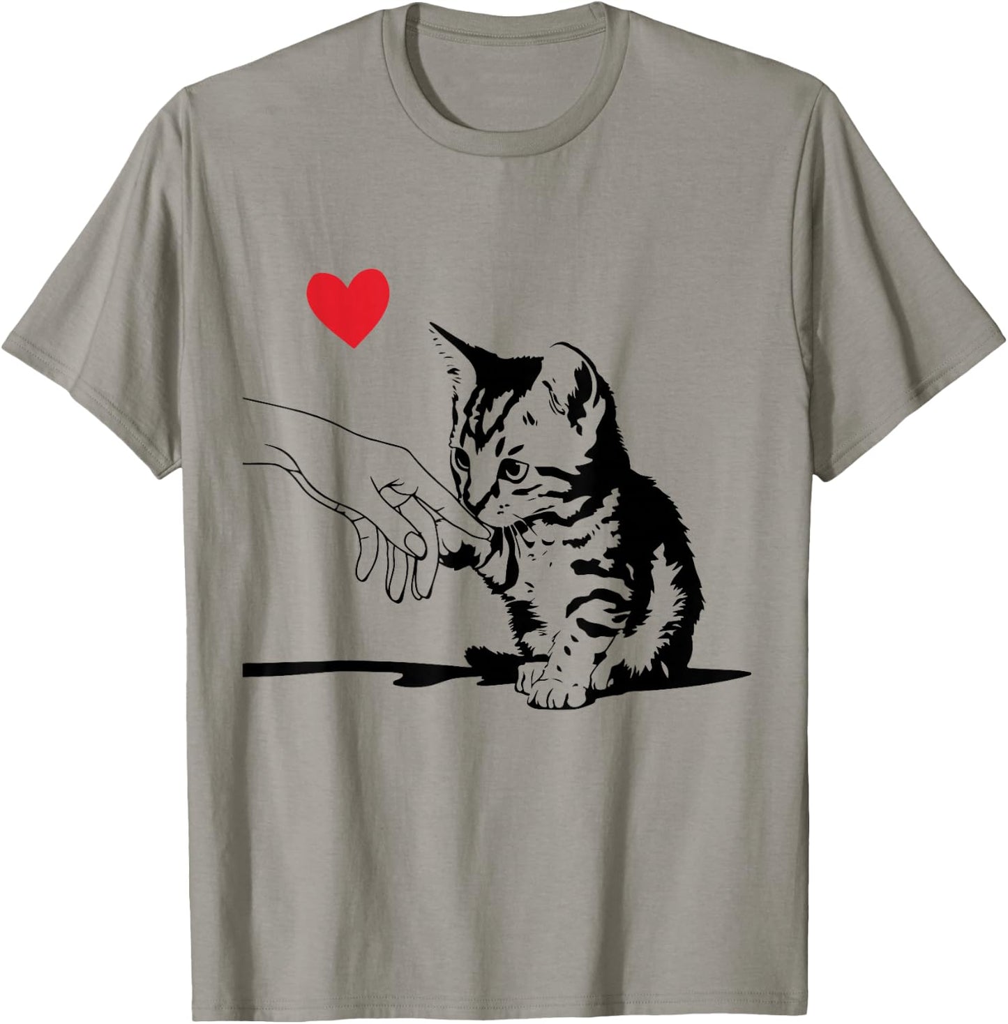 Cute Tabby Cat Love Heart Kitten Mom Dad Toddler Lover Gift T-Shirt - T-Shirt | Sand