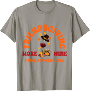 Thanksgiving Wine Lover Friends Funny Friendsgiving T-Shirt - T-Shirt | Sand