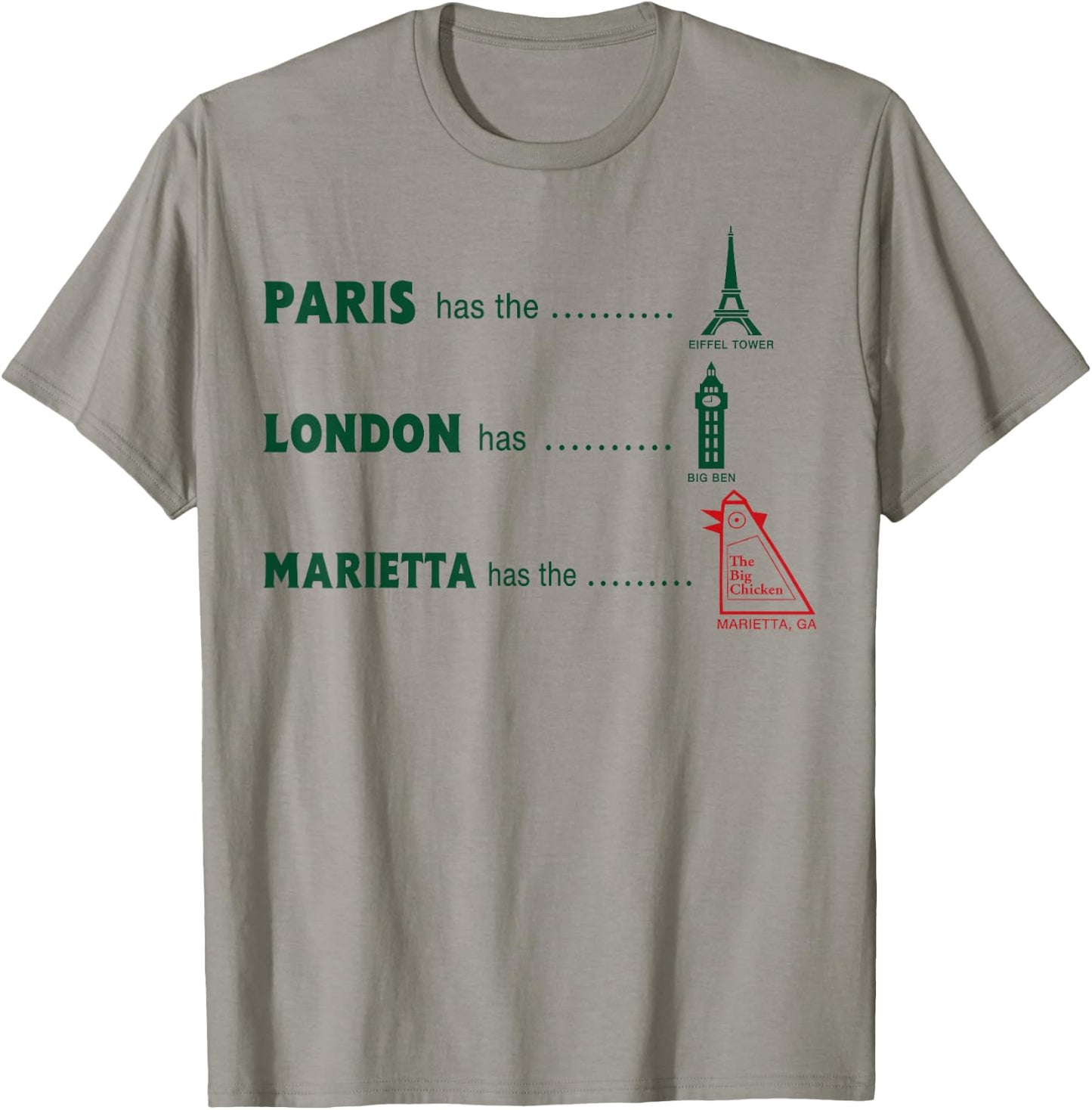 Paris Has The Eiffel London Has Marietta Has The Big Chicken T-Shirt - T-Shirt | Sand