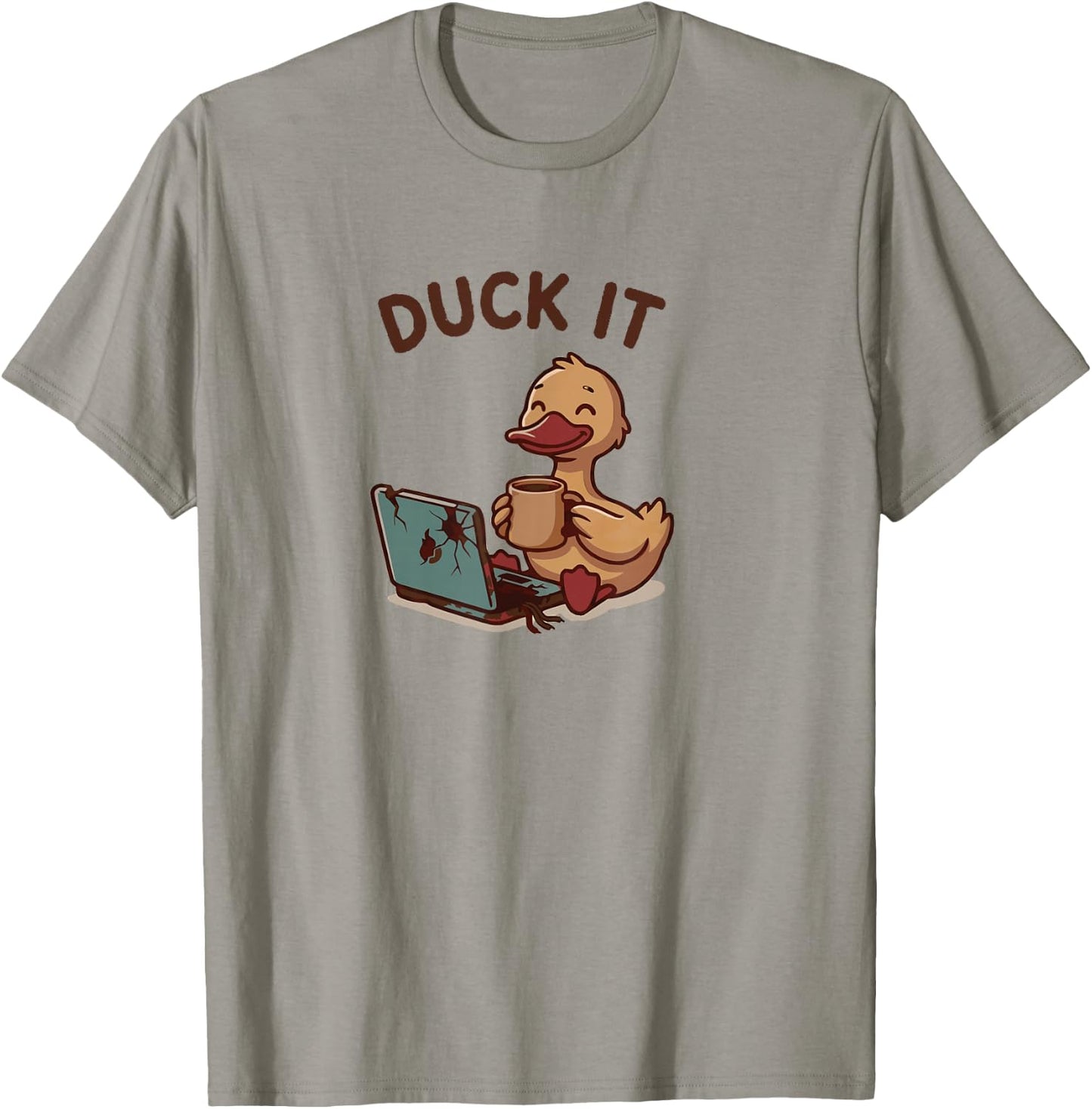 The Duck It Burnout Duck – Relatable Work & School Humor T-Shirt - T-Shirt | Sand