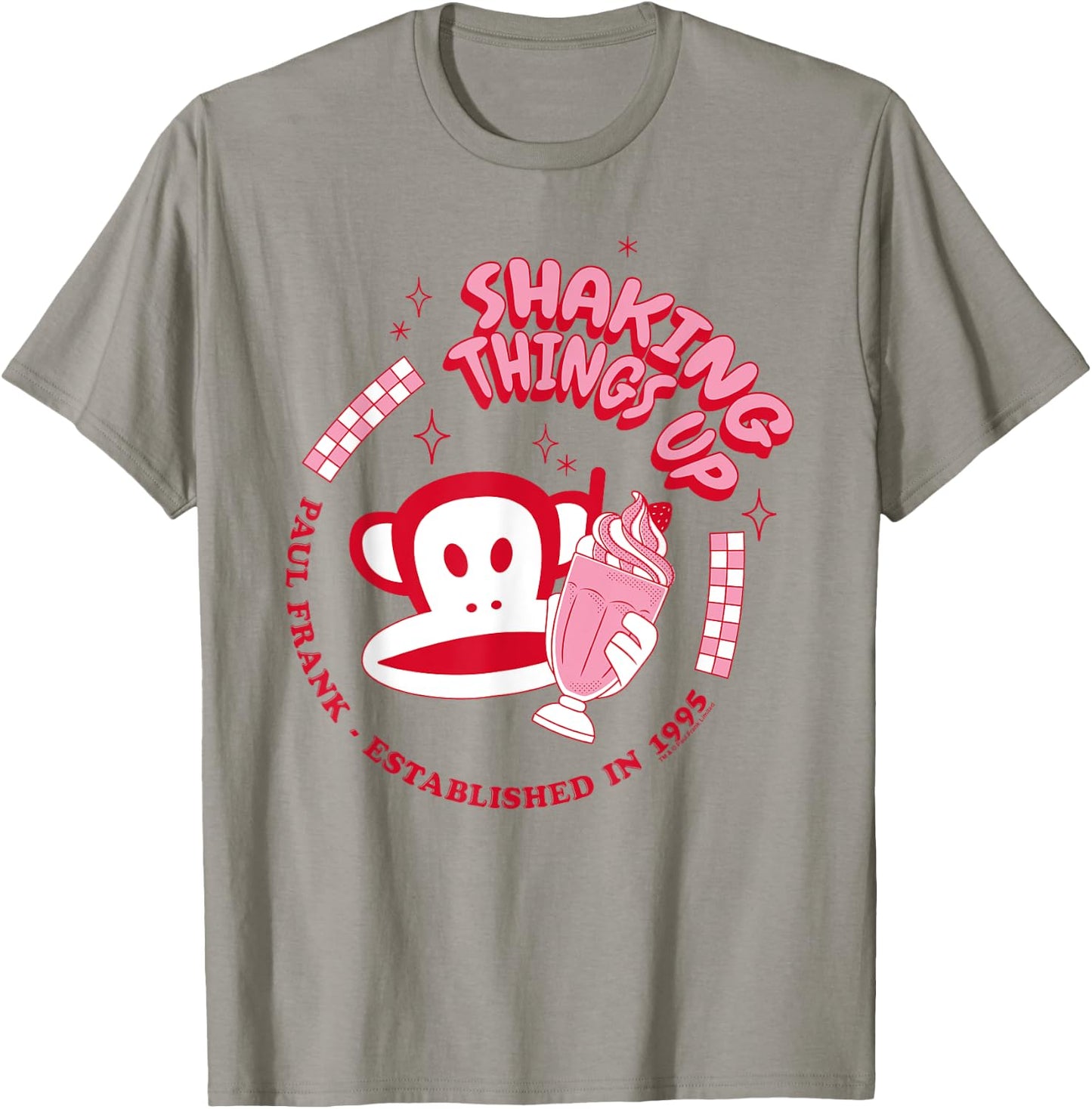 Paul Frank Red Julius Monkey Shaking Things Up Milkshake, white, S T-Shirt - T-Shirt | Sand