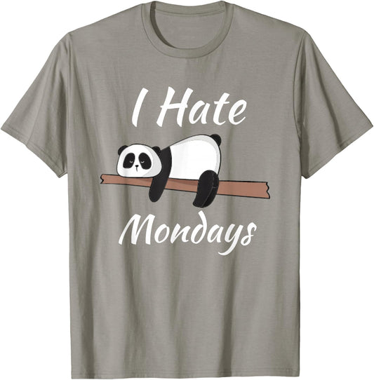 Cute Panda, I Hate Mondays Funny Gift T-Shirt - T-Shirt | Sand