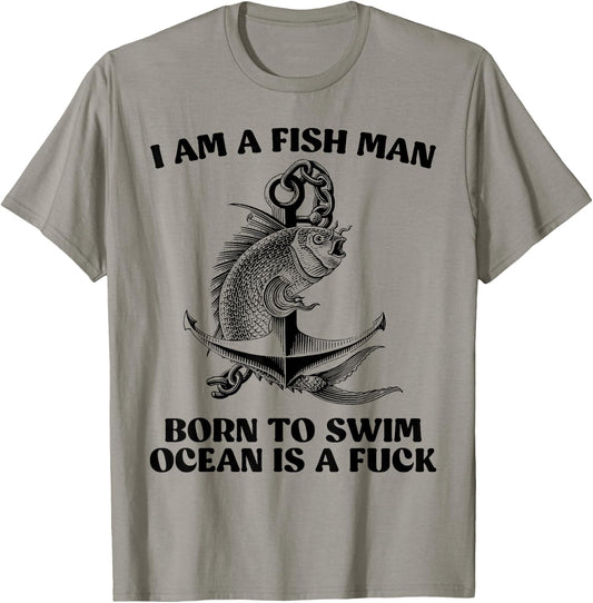 Funny Fishing Born To Swim gift 2022 T-Shirt - T-Shirt | Sand