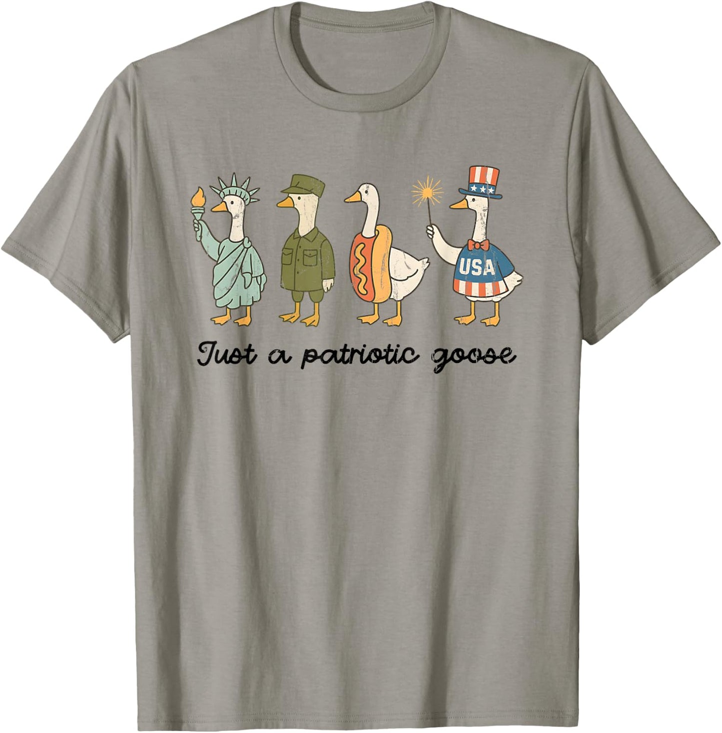 Just A Patriotic Goose, Silly Goose Funny, 4th Of July T-Shirt - T-Shirt | Sand
