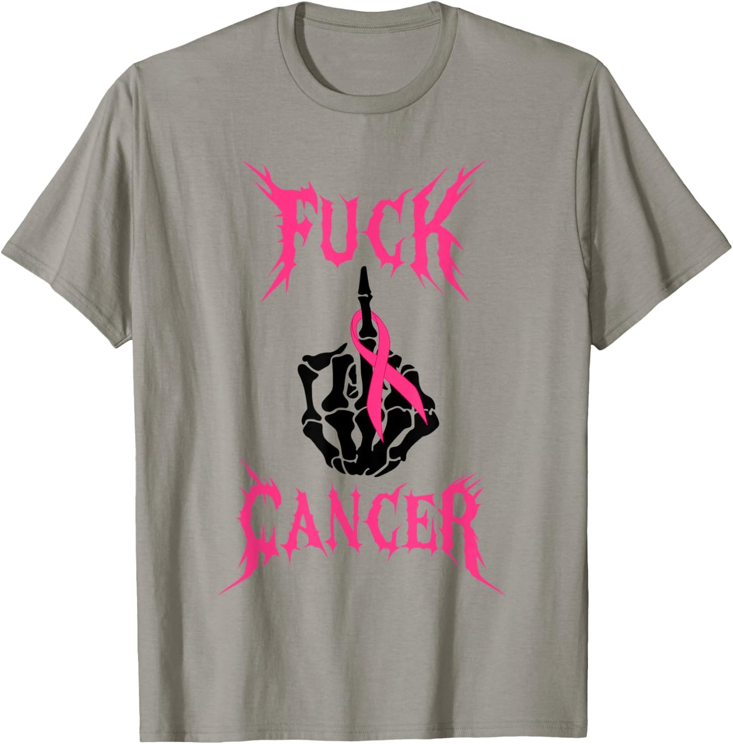 Fuck Cancer Rock Tattoos Warrior Pink Ribbon Breast Cancer T-Shirt - T-Shirt | Sand