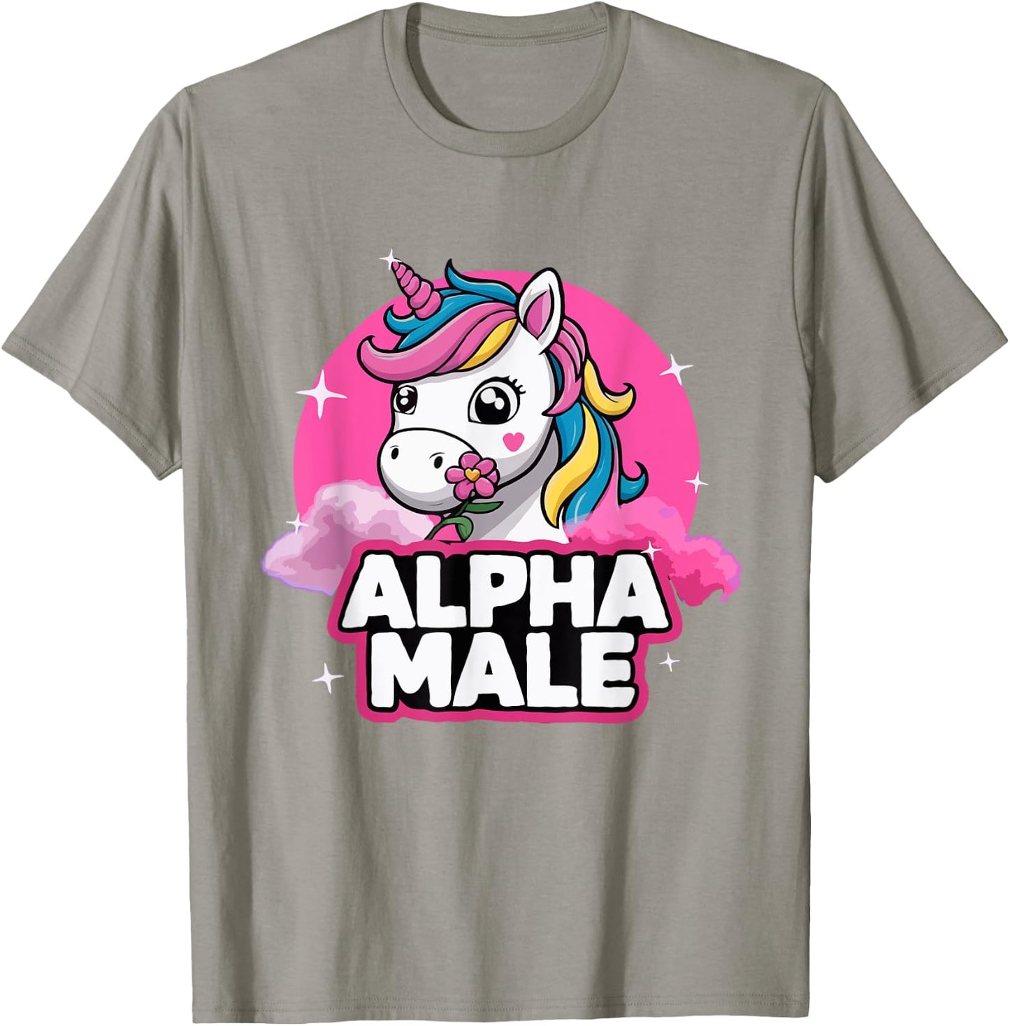 Alpha Male Unicorn Pride Month Rainbow Design T-Shirt - T-Shirt | Sand