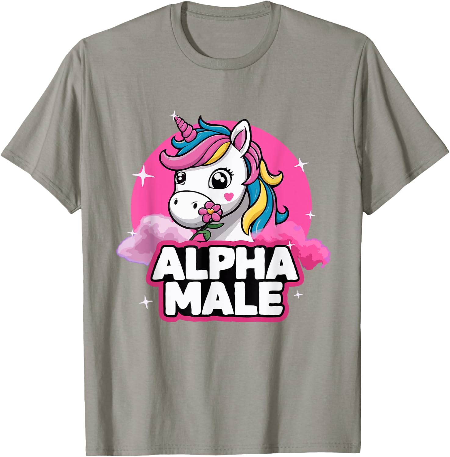 Alpha Male Unicorn Pride Month Rainbow Design T-Shirt - T-Shirt | Sand