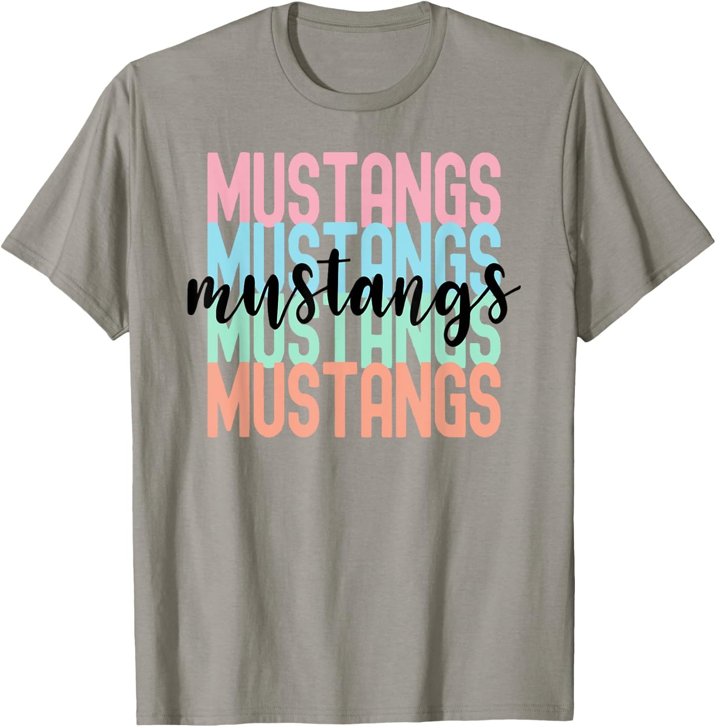 Mustangs Team Mascot School Spirit Game Night T-Shirt - T-Shirt | Sand