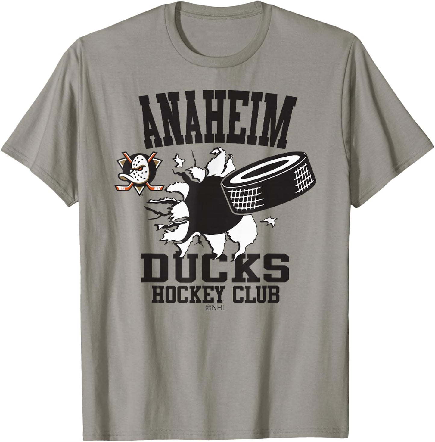 Anaheim Ducks Hockey Puck Burst Orange Officially Licensed T-Shirt - T-Shirt | Sand