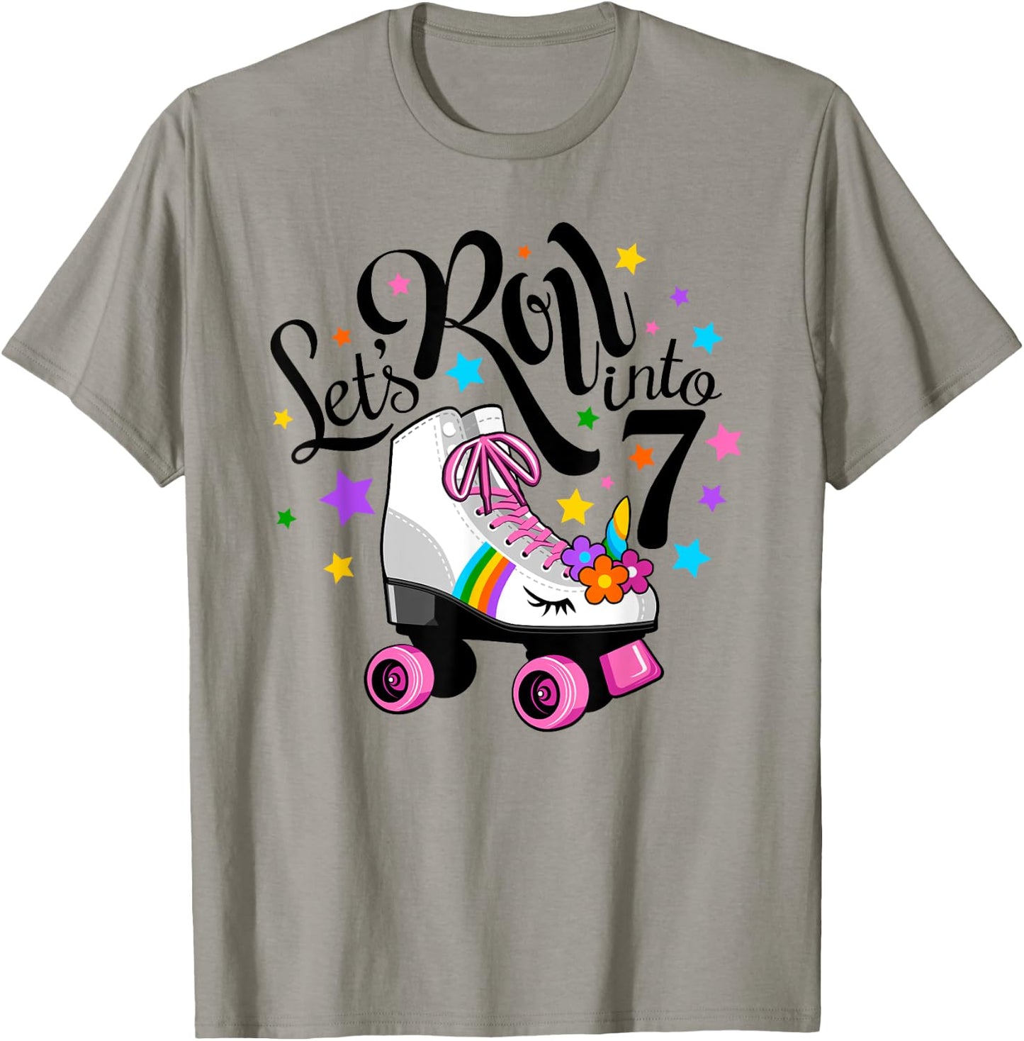 Lets roll into 7 Birthday. Unicorn, Roller skate T-Shirt - T-Shirt | Sand