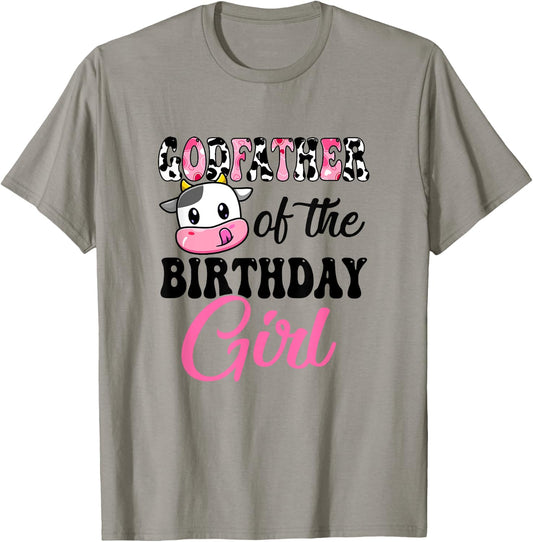 Godfather Of The Birthday Girl Cow Farm 1St Birthday Girl T-Shirt - T-Shirt | Sand