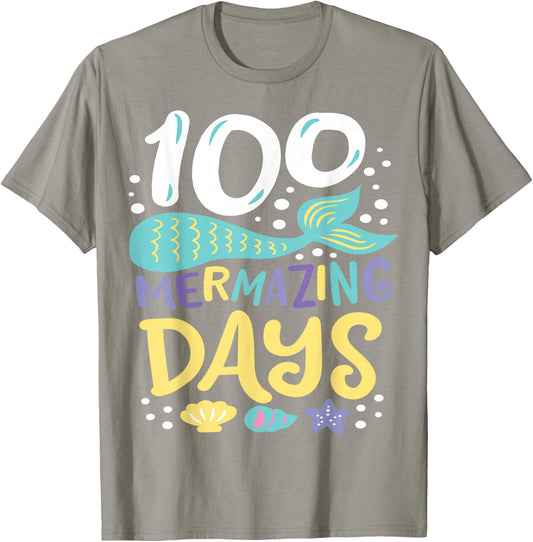 100 Days of School 100 Mermazing Days of School Mermaid T-Shirt - T-Shirt | Sand