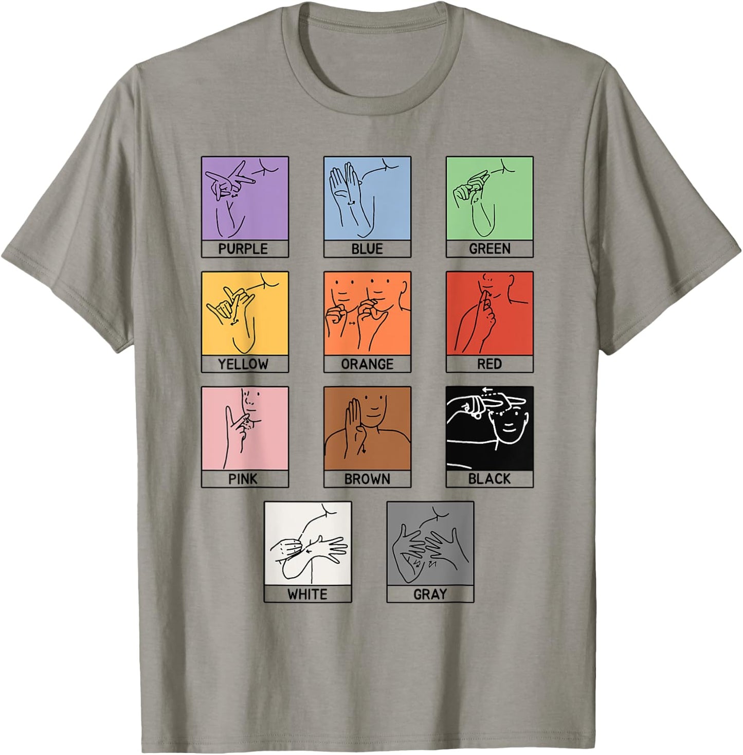 Colors ASL Sign Language Deaf Sign Language Simple Asl T-Shirt - T-Shirt | Sand