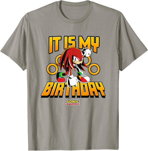 Sonic The Hedgehog Birthday It Is My Birthday Knuckles Logo T-Shirt - T-Shirt | Sand