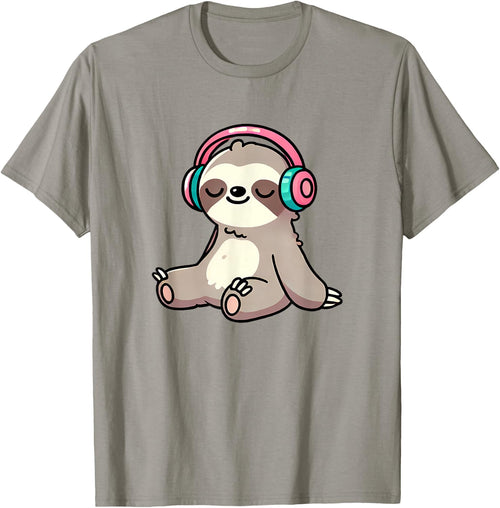 Sloth Listening To Music Cute Sloth And Music Lover Animal