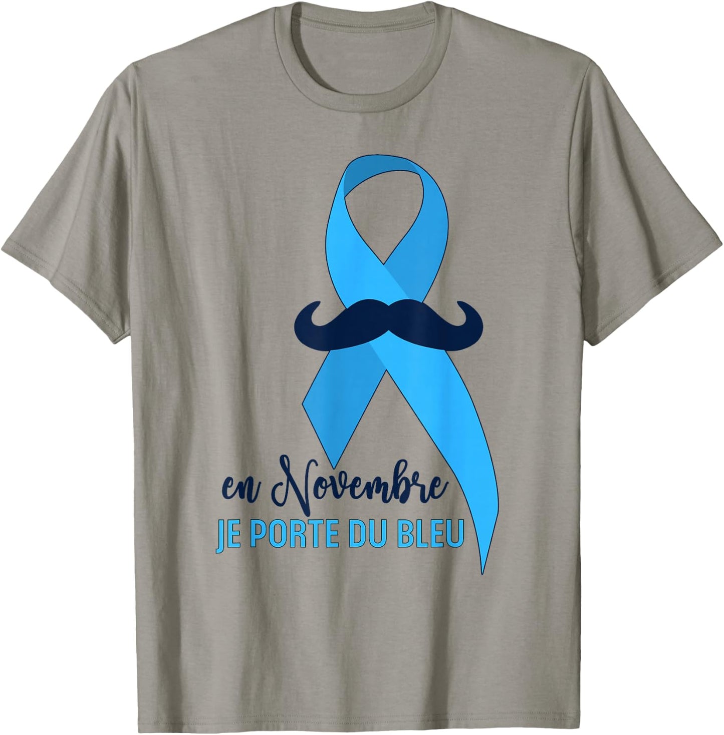Blue Ribbon Prostate Cancer November Awareness T-Shirt - T-Shirt | Sand