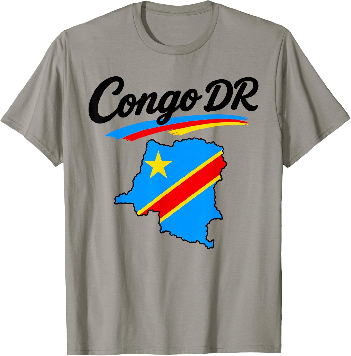 Congo DR Flag Map Script Athletic Men Women Youths T-Shirt - T-Shirt | Sand