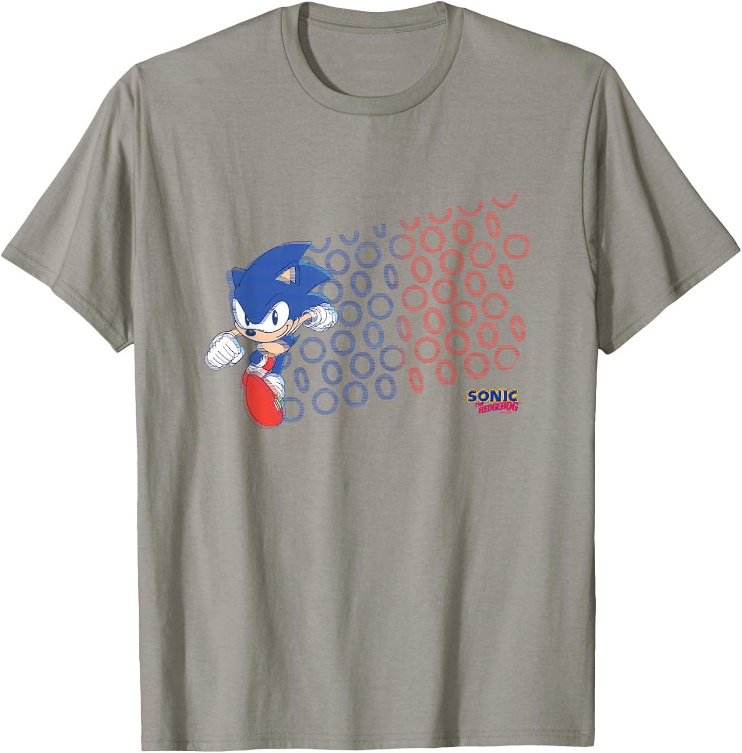 Sonic The Hedgehog Americana Red & Blue Rings Vintage T-Shirt - T-Shirt | Sand