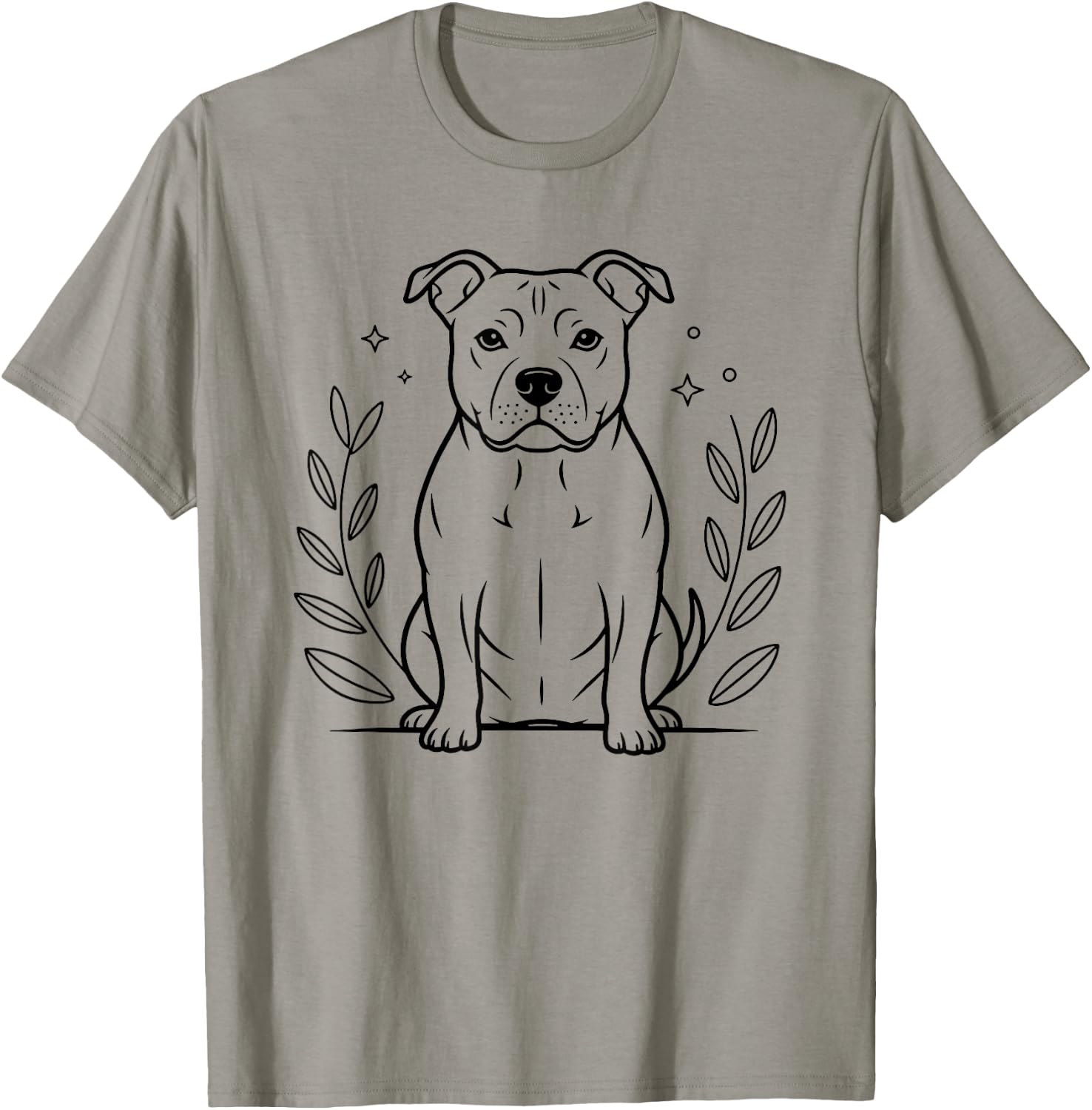 Line Art American Pit Bull Terrier Minimalist Pittie T-Shirt - T-Shirt | Sand