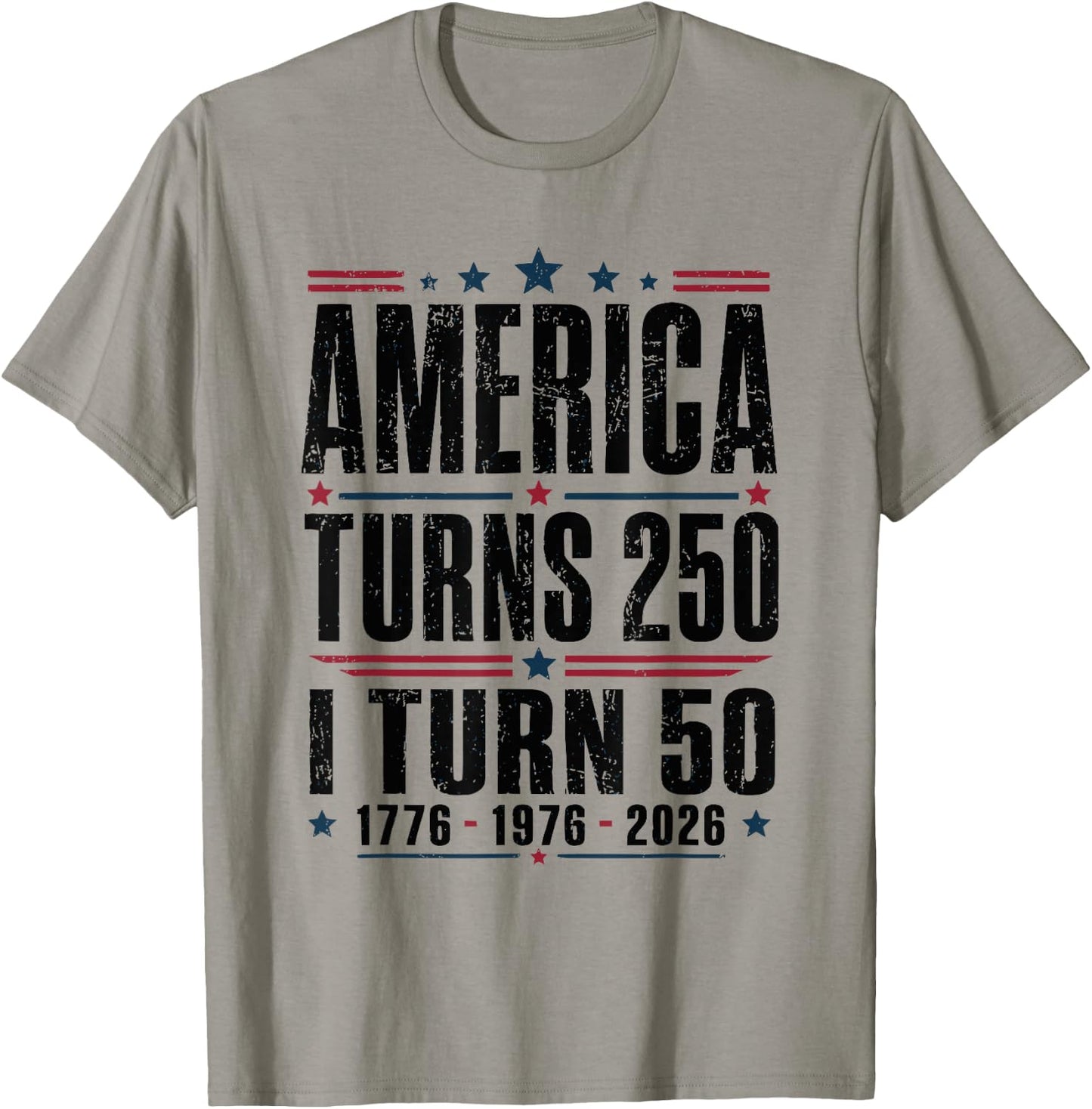 Birthday Men Women 4th of July America Turns 250 I Turn 50 T-Shirt - T-Shirt | Sand