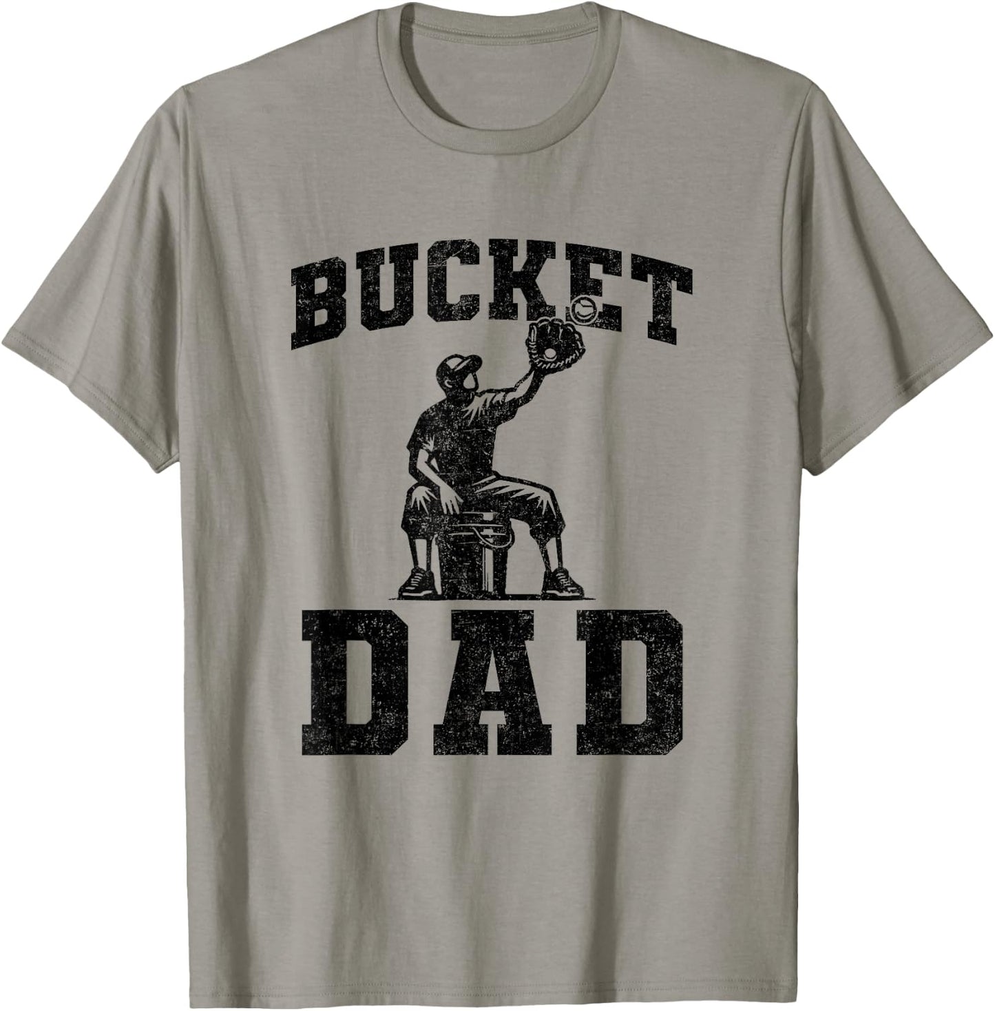 Bucket Dad Softball Dad Baseball Father's Coach Funny T-Shirt - T-Shirt | Sand