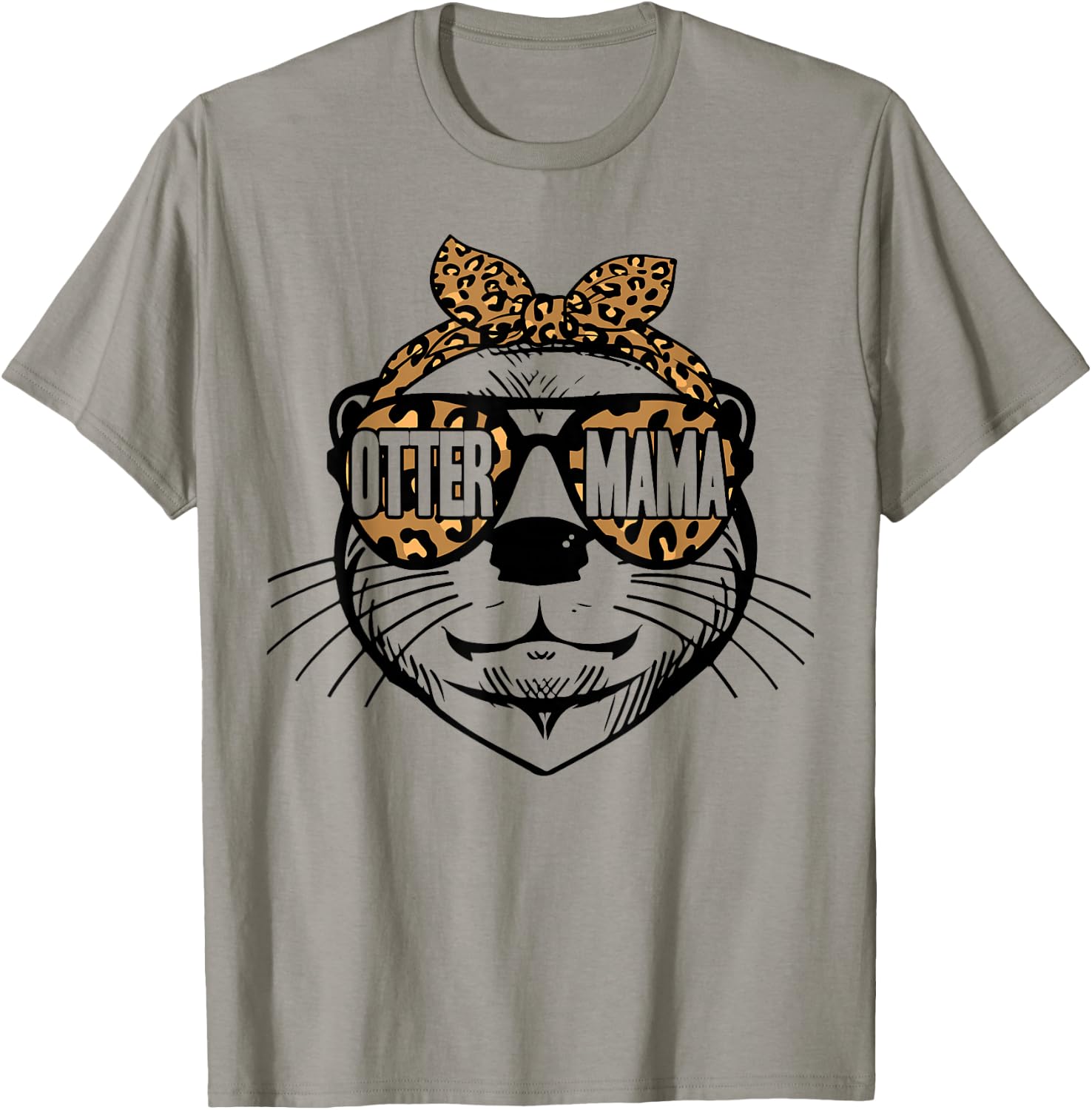 Otter Mom Cute Leopard Otter Mama Mothers Day T-Shirt - T-Shirt | Sand
