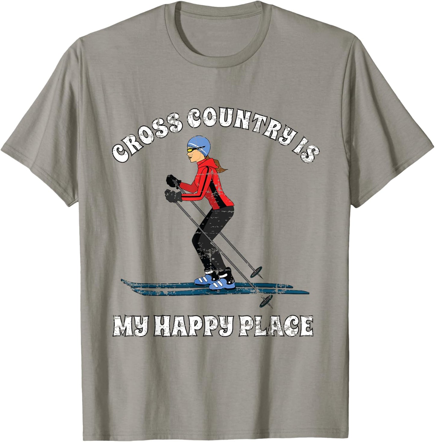 Cross Country is My Happy Place Ski Lovers T Shirt T-Shirt - T-Shirt | Sand