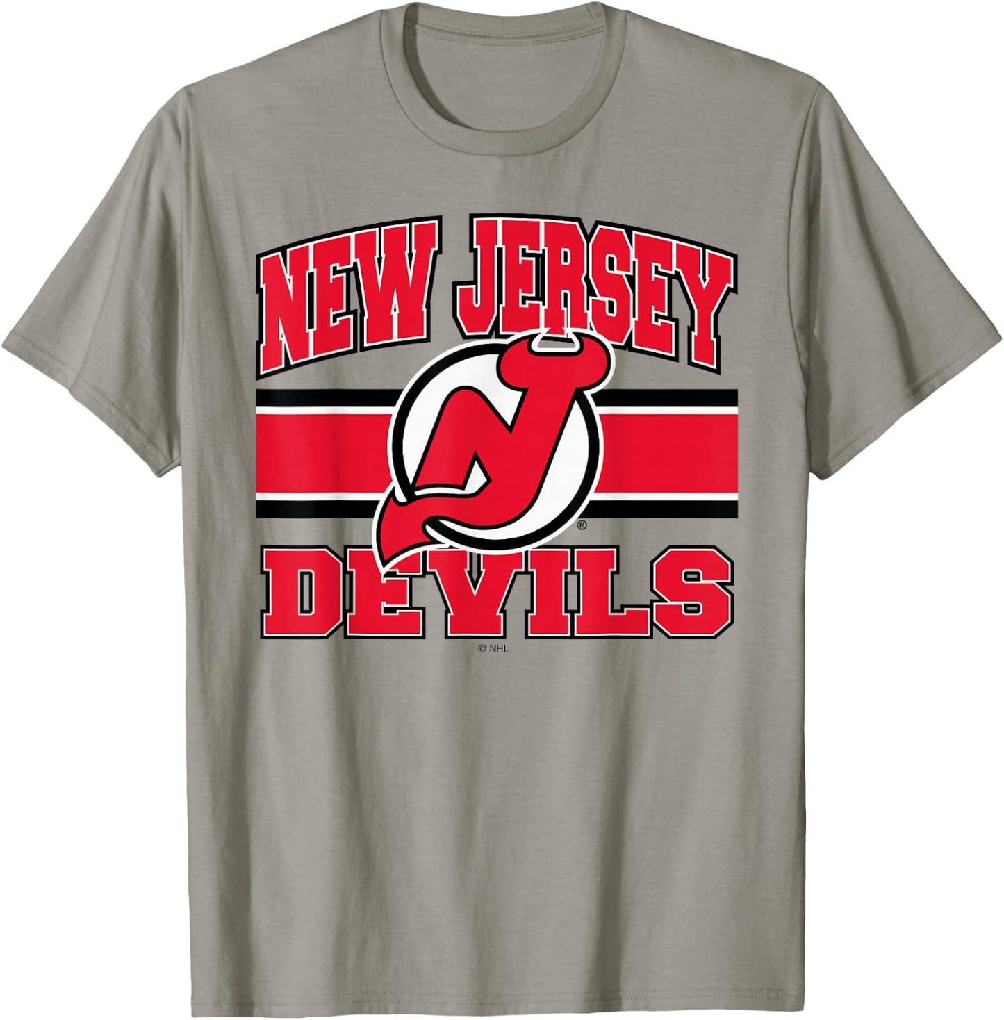 New Jersey Devils Stripe Gray Officially Licensed T-Shirt - T-Shirt | Sand