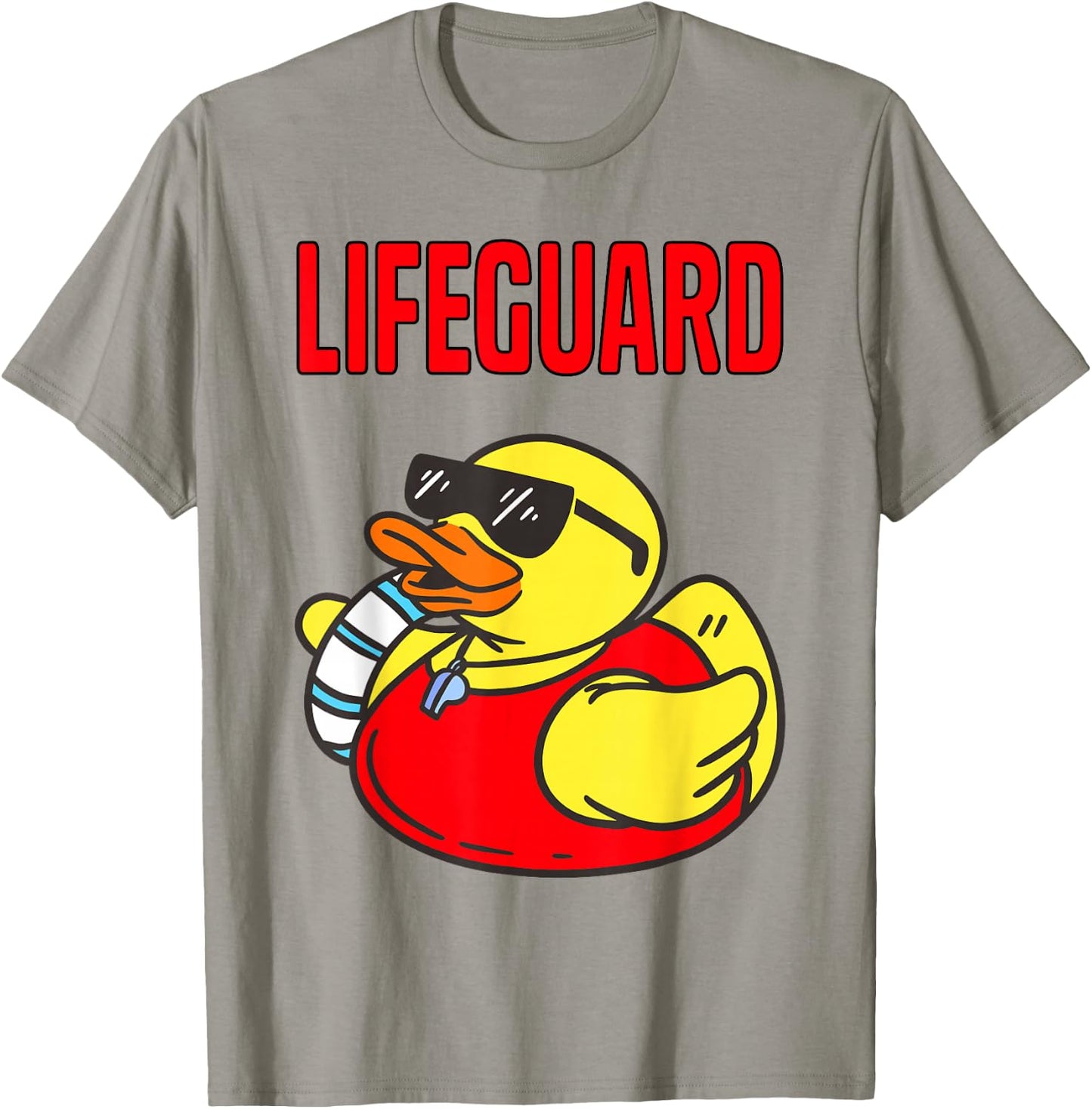 Rubber Duck Graphic Parody Lifeguard T-Shirt - T-Shirt | Sand