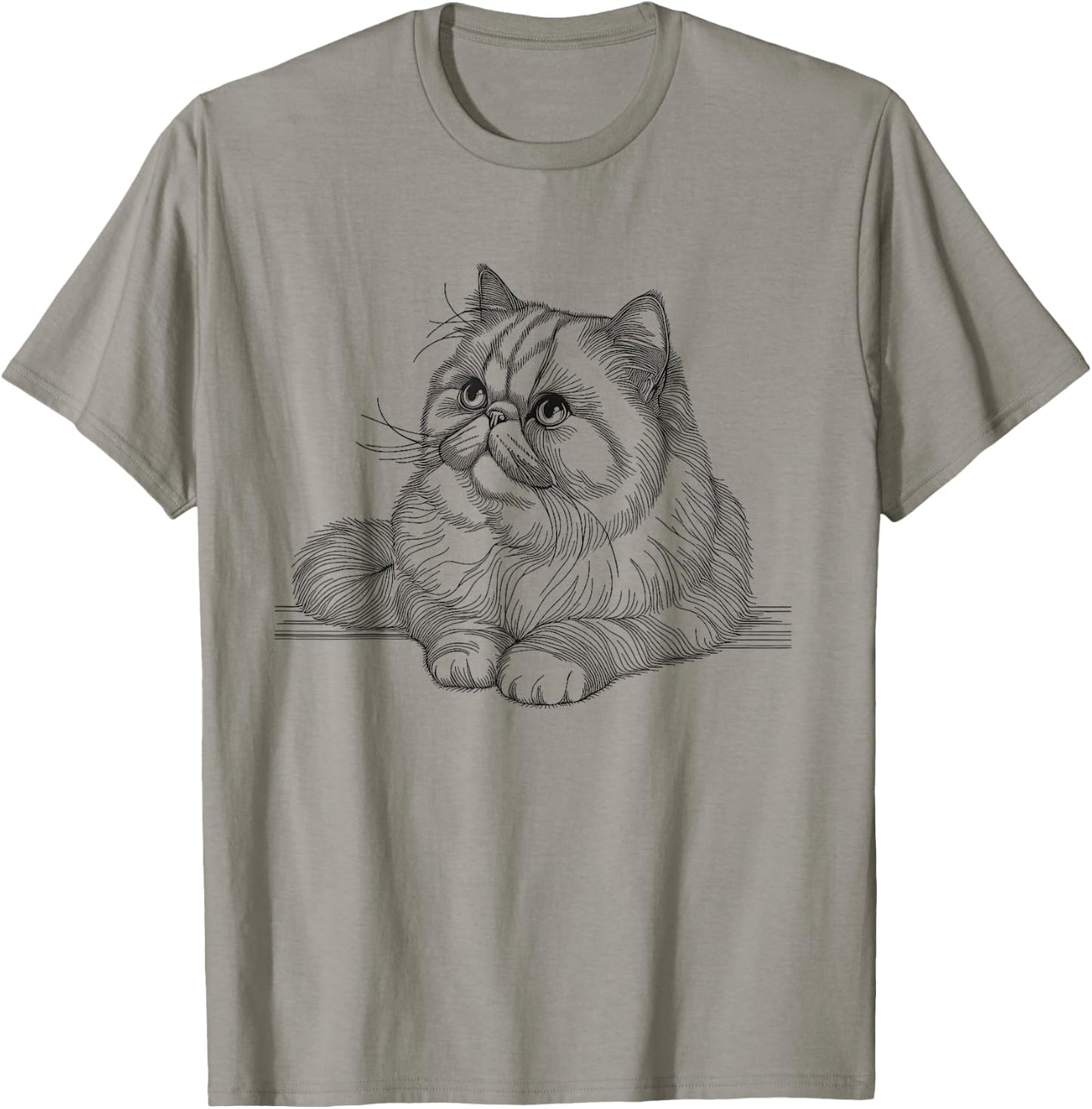 Exotic Shorthair Cat Line Art Design Women Girls Kids T-Shirt - T-Shirt | Sand
