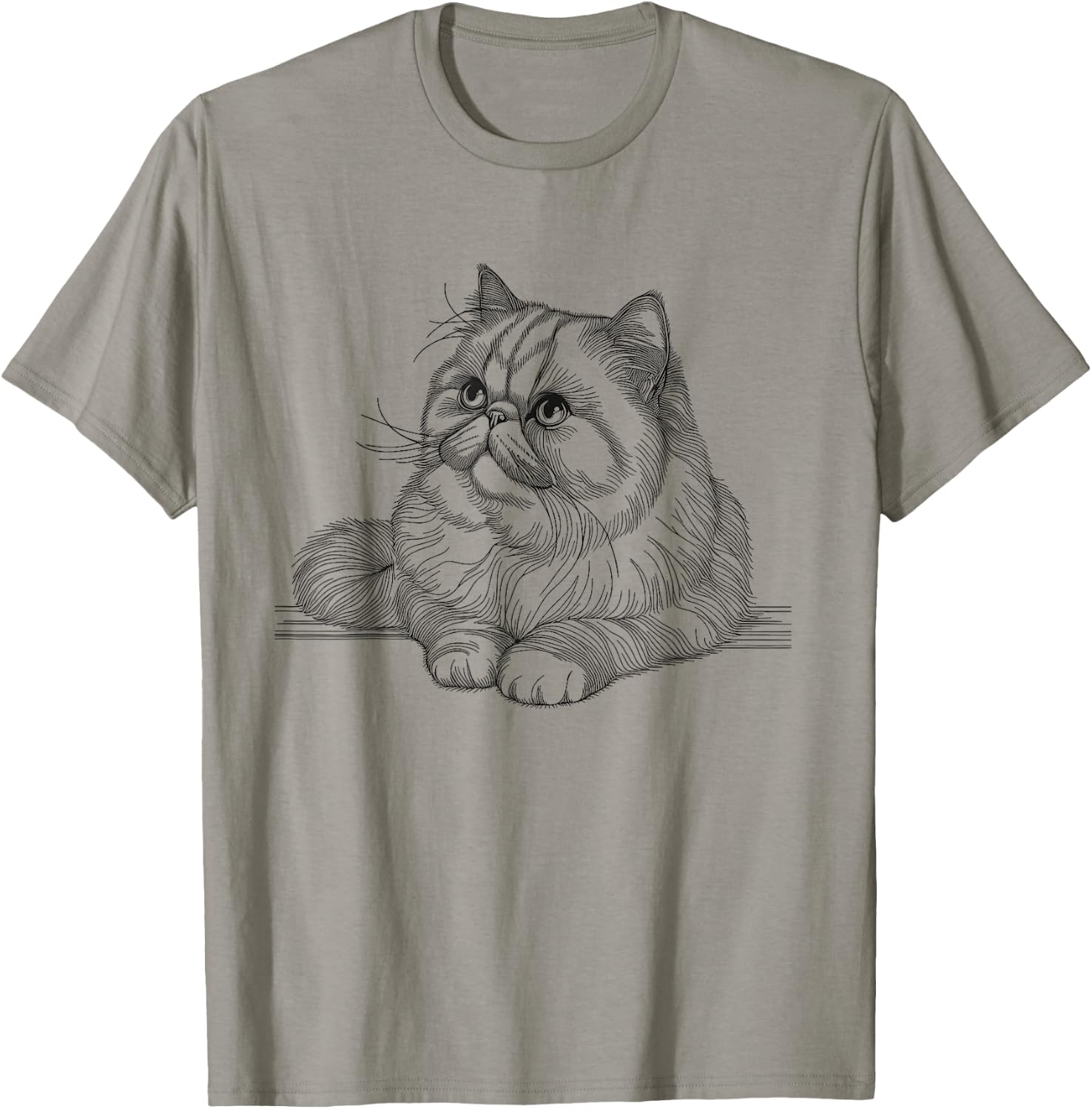 Exotic Shorthair Cat Line Art Design Women Girls Kids T-Shirt - T-Shirt | Sand