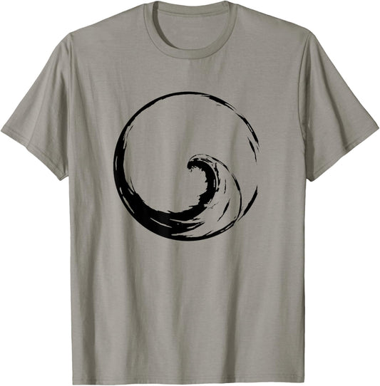 Peace Wave in Enso Circle - Buddhist Zen Calligraphy Shirt T-Shirt - T-Shirt | Sand