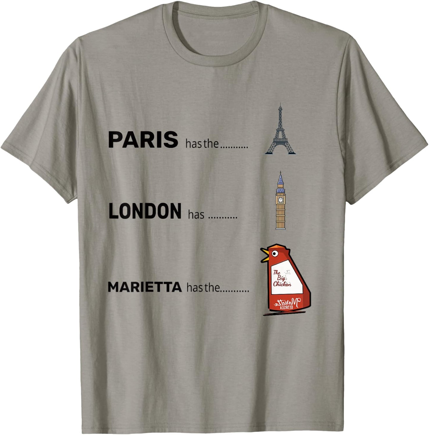 Paris Eiffel London Marietta has the Big Chiken T-Shirt - T-Shirt | Sand