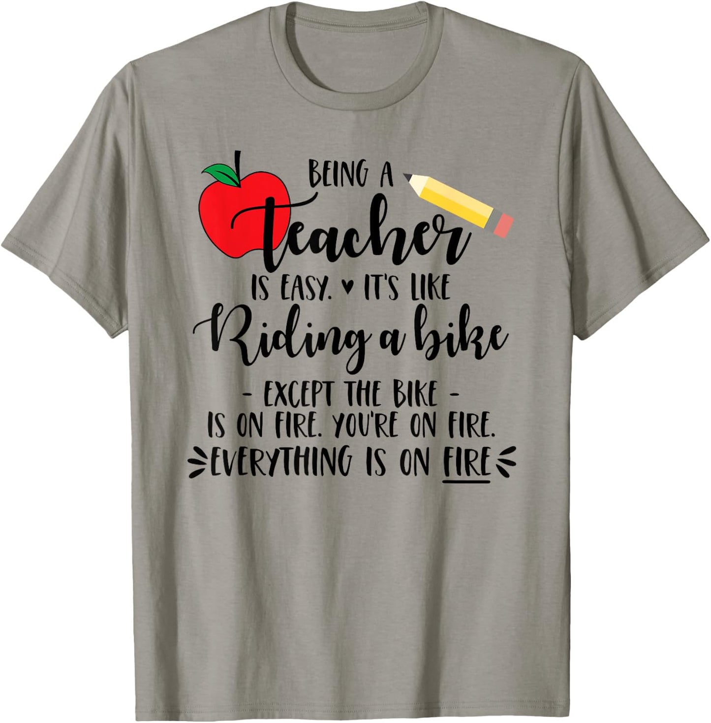 Being a Teacher is Easy it's like riding a bike Except Shirt Women Girls Kids T-Shirt - T-Shirt | Sand