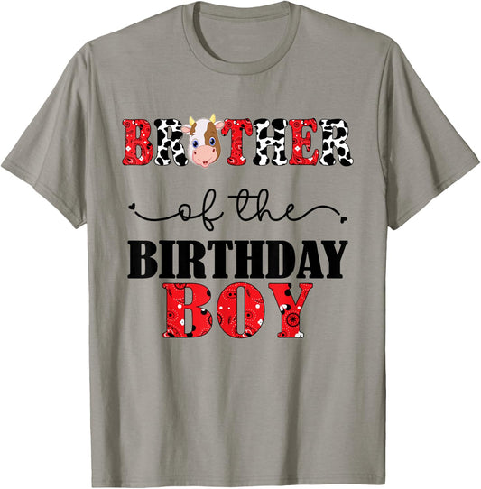 Brother of The Birthday For Boy Cow Farm 1st Birthday Cow T-Shirt - T-Shirt | Sand