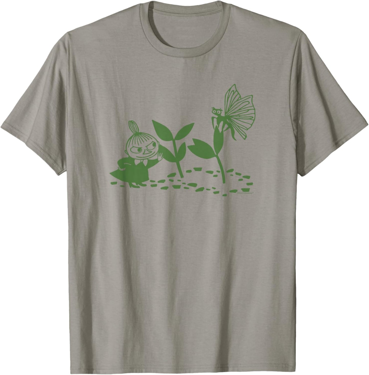 Moomin Little My Nature Scene Green Print , White T-Shirt - T-Shirt | Sand