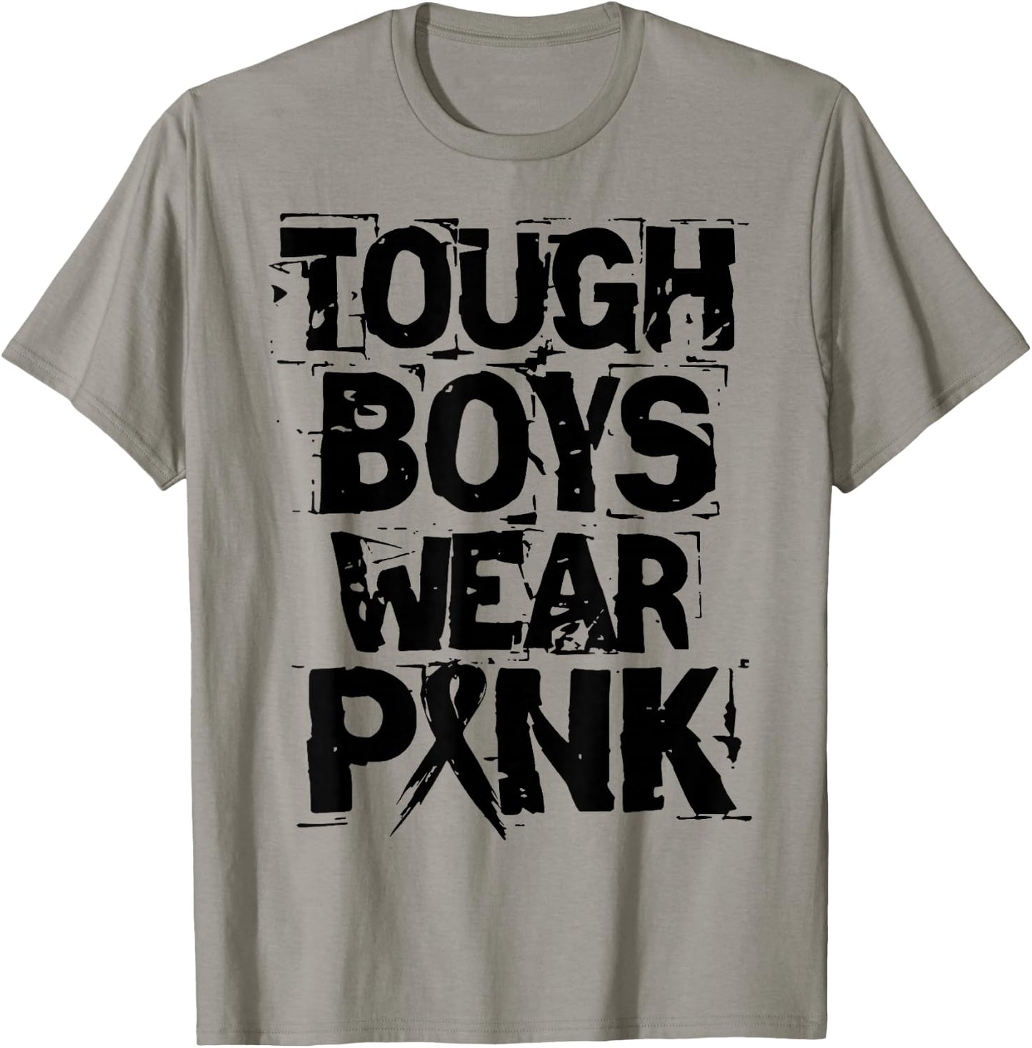 Tough Boys Wear Pink Funny Breast Cancer Awareness Men Kids T-Shirt - T-Shirt | Sand