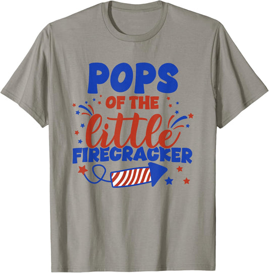 Pops of The Little Firecracker Fourth of July Birthday T-Shirt - T-Shirt | Sand