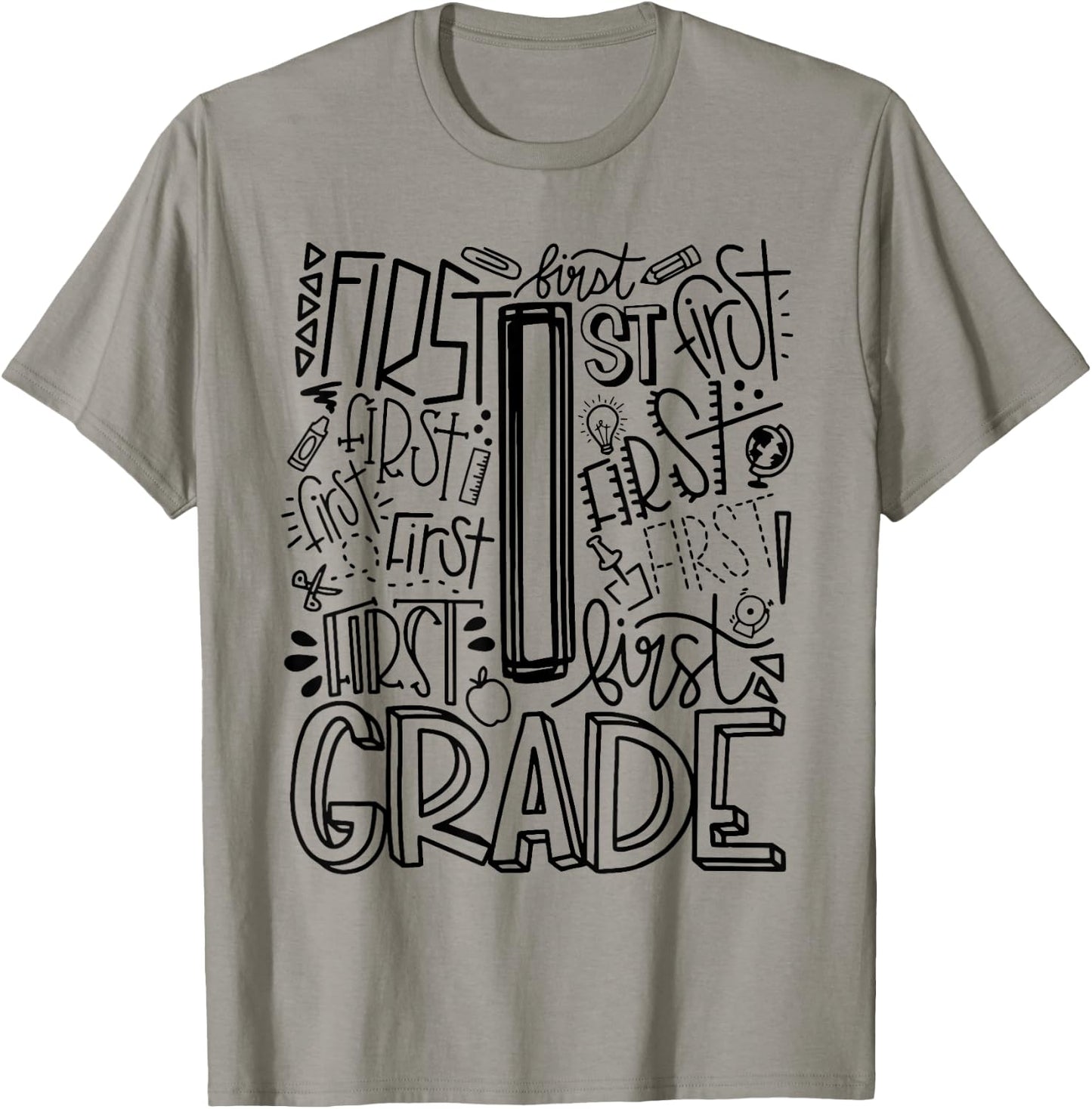 Back To School First Day of School Typography First Grade T-Shirt - T-Shirt | Sand