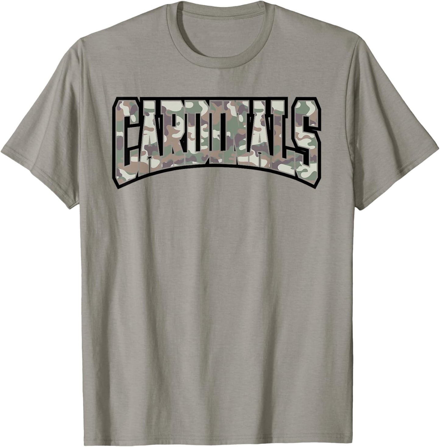 Cardinals Camouflage Word School Spirit Game Day Camo T-Shirt - T-Shirt | Sand