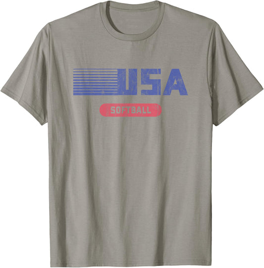 Retro USA 2020 Team American Softball Vintage T-Shirt - T-Shirt | Sand