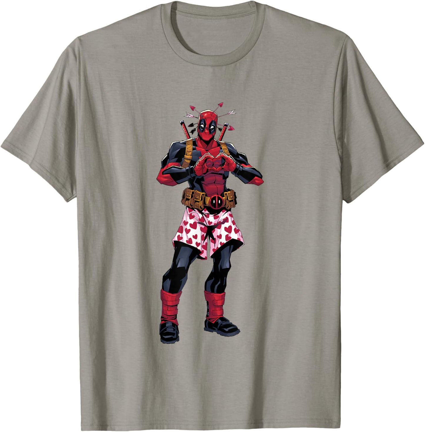 Marvel Deadpool Valentine's Day Love Heart Hand Portrait T-Shirt - T-Shirt | Sand