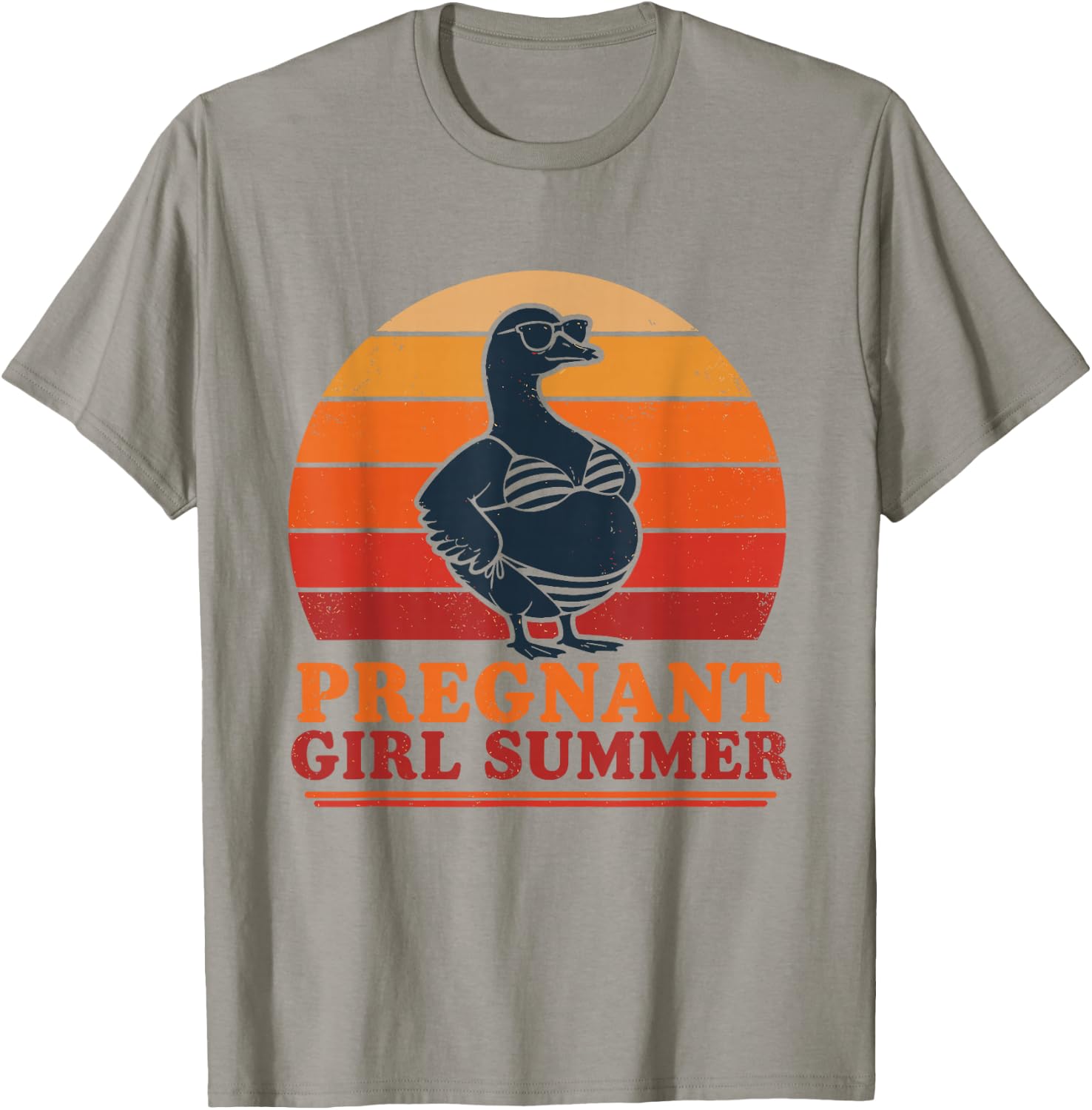 Pregnant Girl Summer Goose Bikini Retro Mama to Be T-Shirt - T-Shirt | Sand