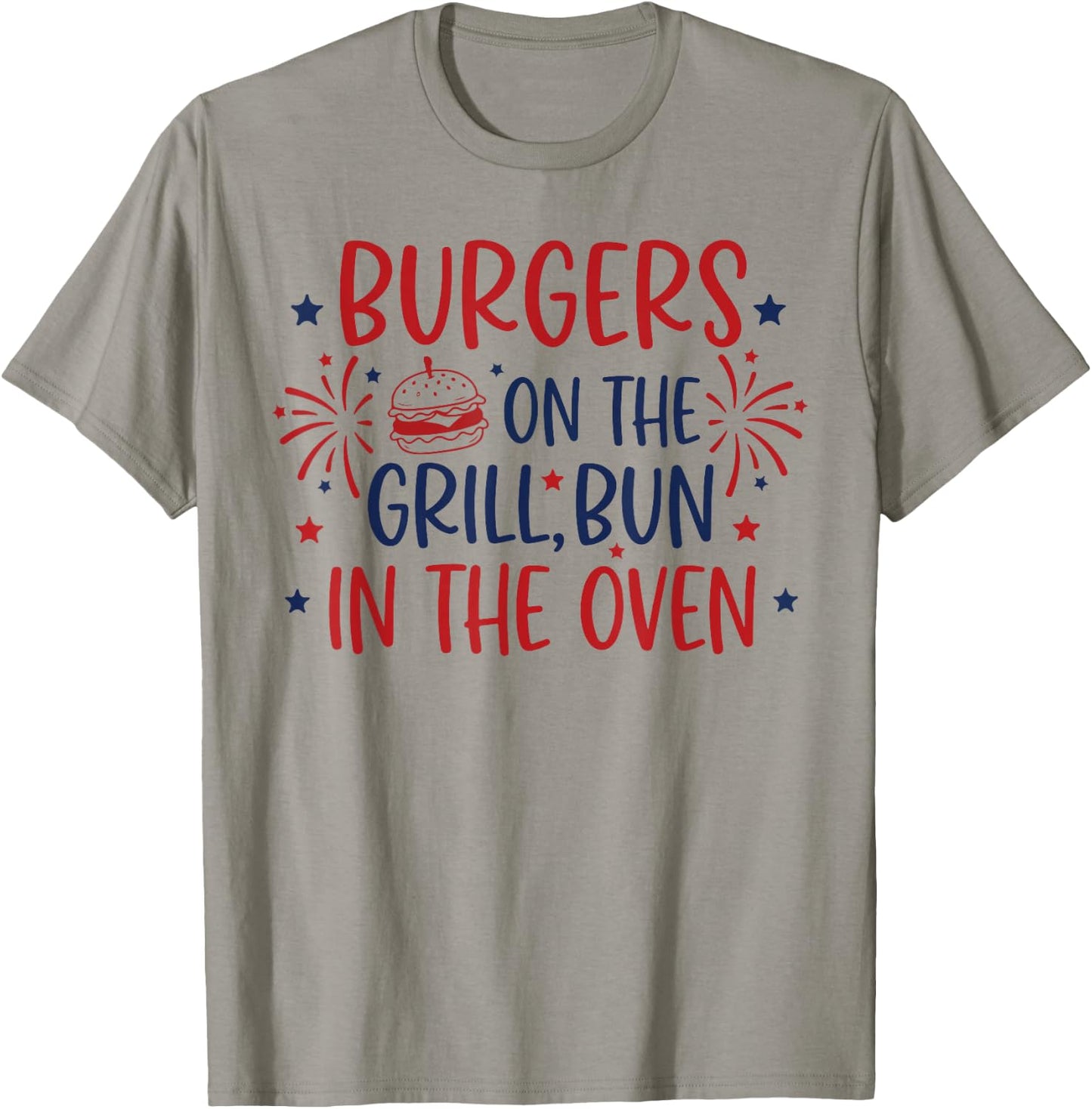Retro Burgers On The Grill Bun in The Oven Pregnant T-Shirt - T-Shirt | Sand